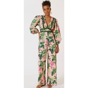 NWT Farm x Anthropologie Deep V Floral Jumpsuit
